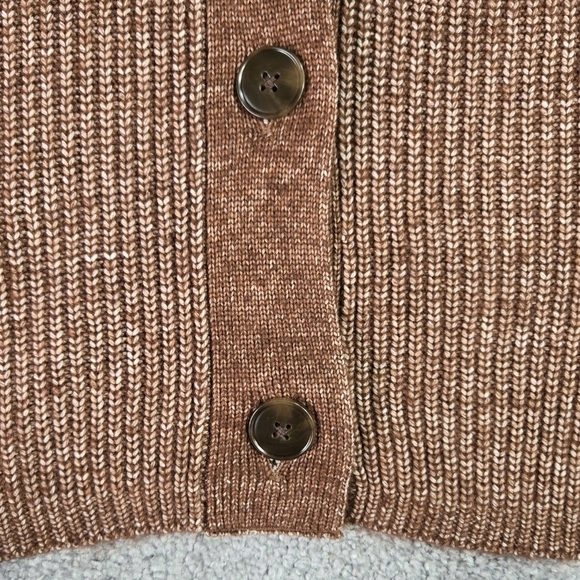 LOFT NWT Brown Red Ribbed V-Neck Cardigan Drop Shoulders Cozy Soft - Picture 6 of 9